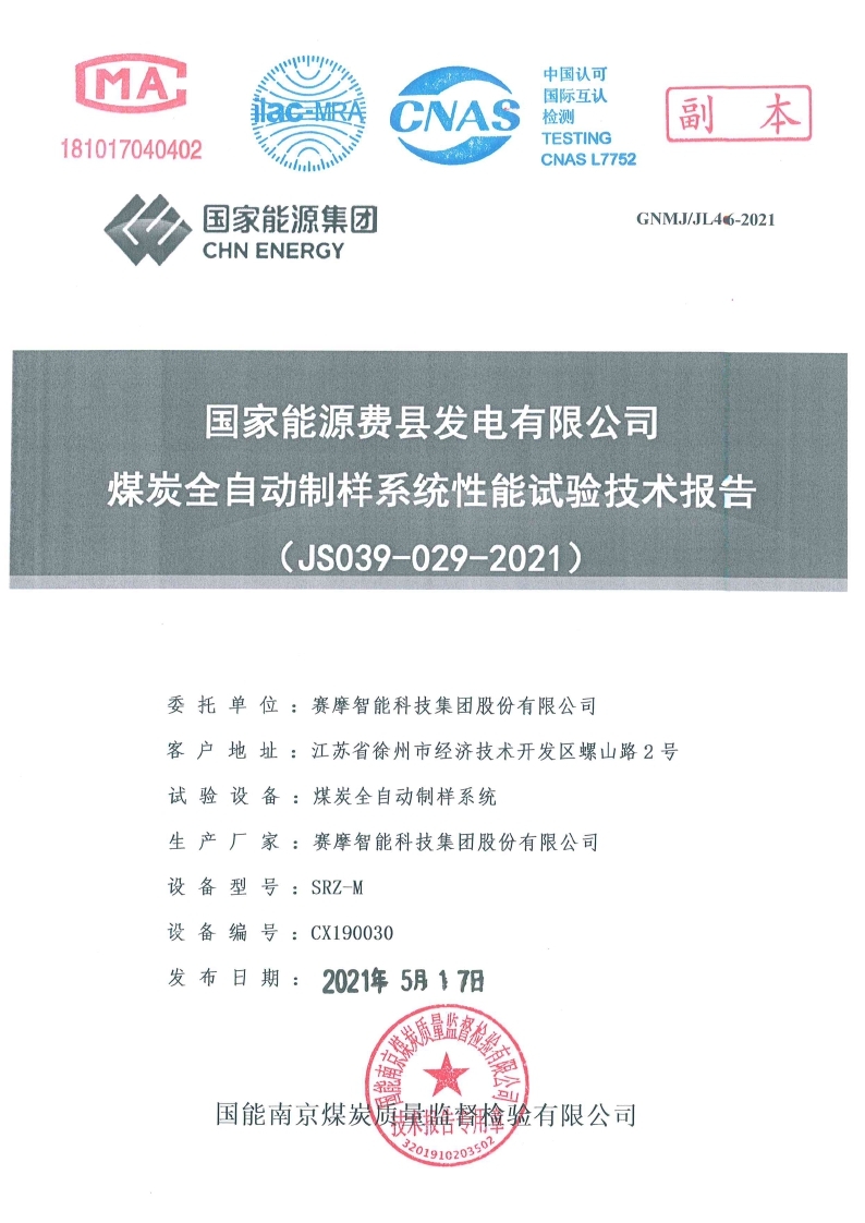 国家能源费县发电有限公司试验报告